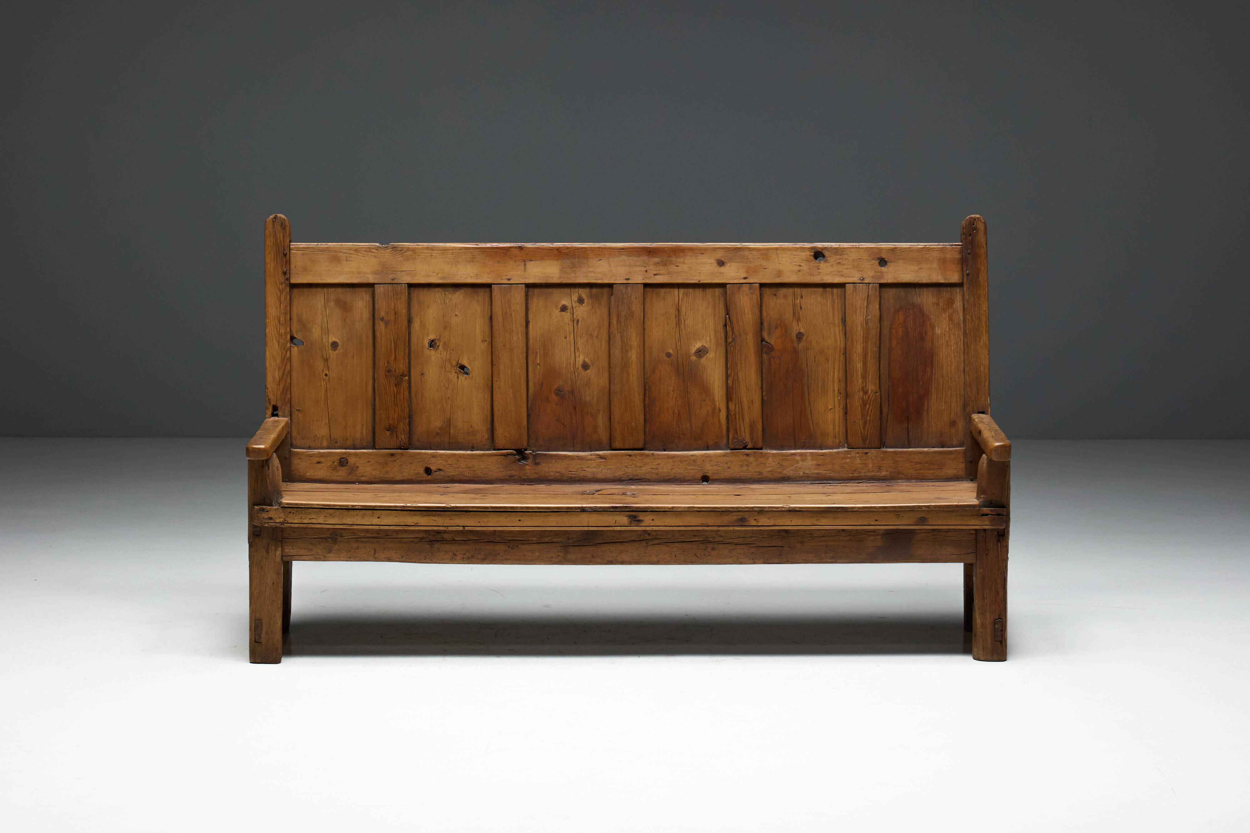 Rustic Travail Populaire Bench, France, 19th Century
