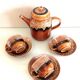 Hawaiian decor coffee service from the Sarreguemines faience factories / vintage 60s-70s