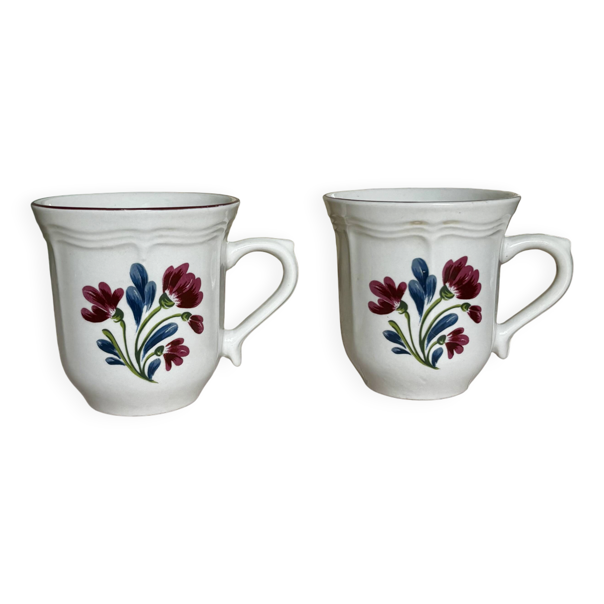 Ensemble de deux tasses fleuries Tienshan stoneware