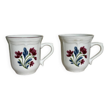 Set of two floral Tienshan stoneware mugs
