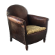 Club armchair in studded leather - early twentieth century