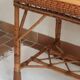 Table à manger en rotin et osier, plateau en hêtre, années 60