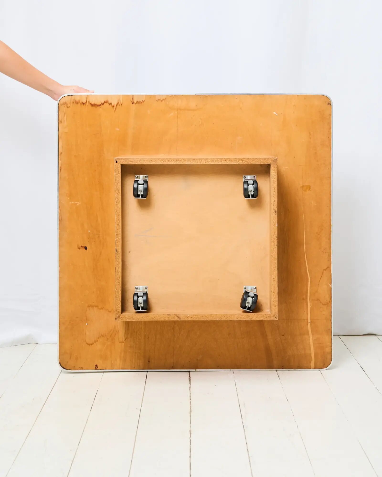 Brown coffee table and brushed aluminium, Italy, 1970s