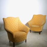Pair of yellow vintage armchairs