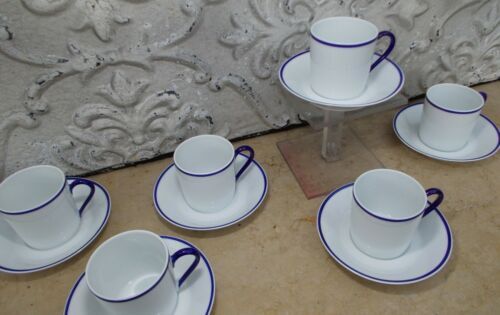6 cups Haviland Limoges for Rochas blue fillet
