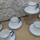 6 cups Haviland Limoges for Rochas blue fillet