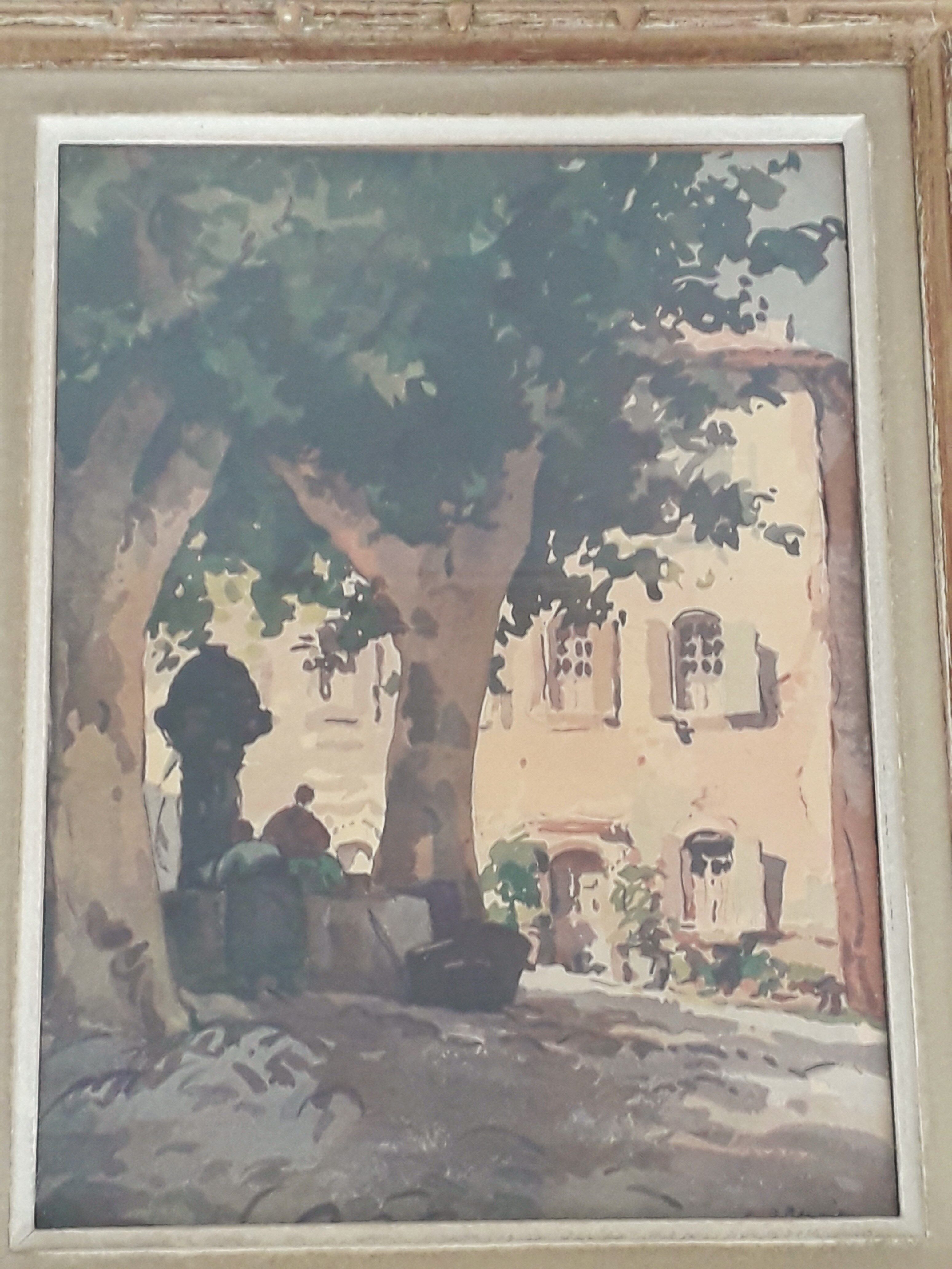 Gouache painting on cardboard signed a.Bernier - Framed under glass - 1970-80