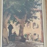 Gouache painting on cardboard signed a.Bernier - Framed under glass - 1970-80
