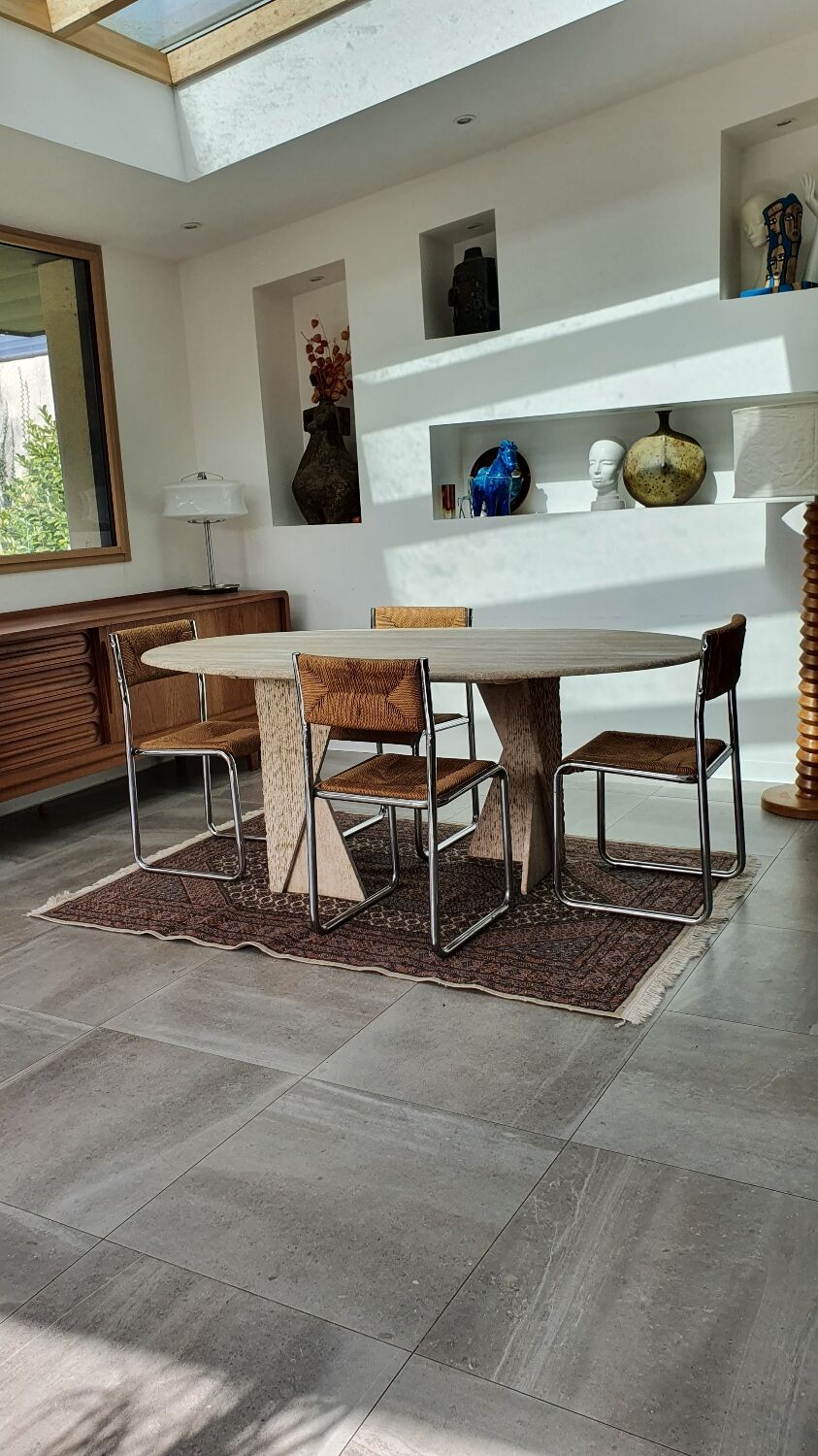 Travertine dining table