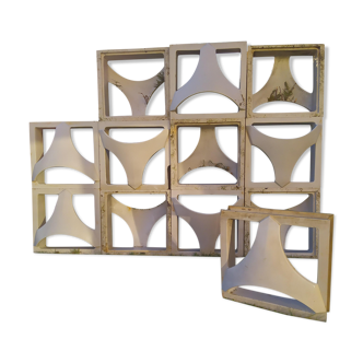 9 éléments de faïence en céramique, architecture space age