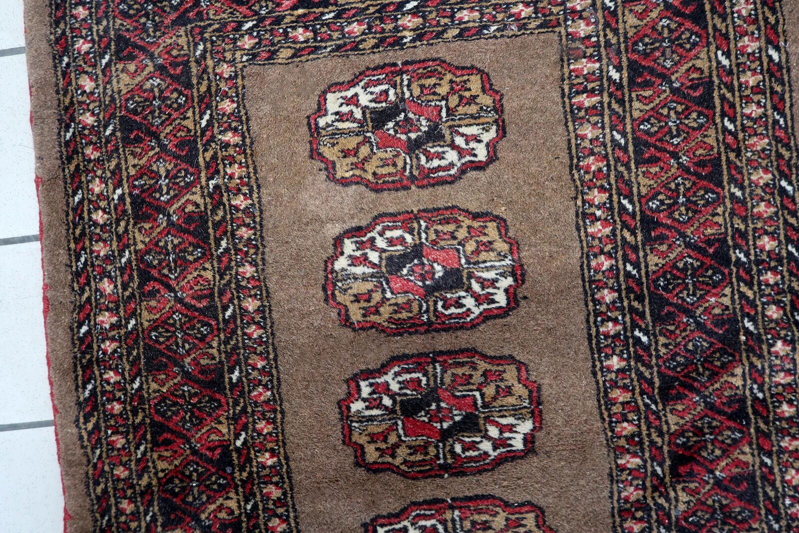 Antique Uzbek Bukhara handmade rug 82cm x 122cm (1920s)