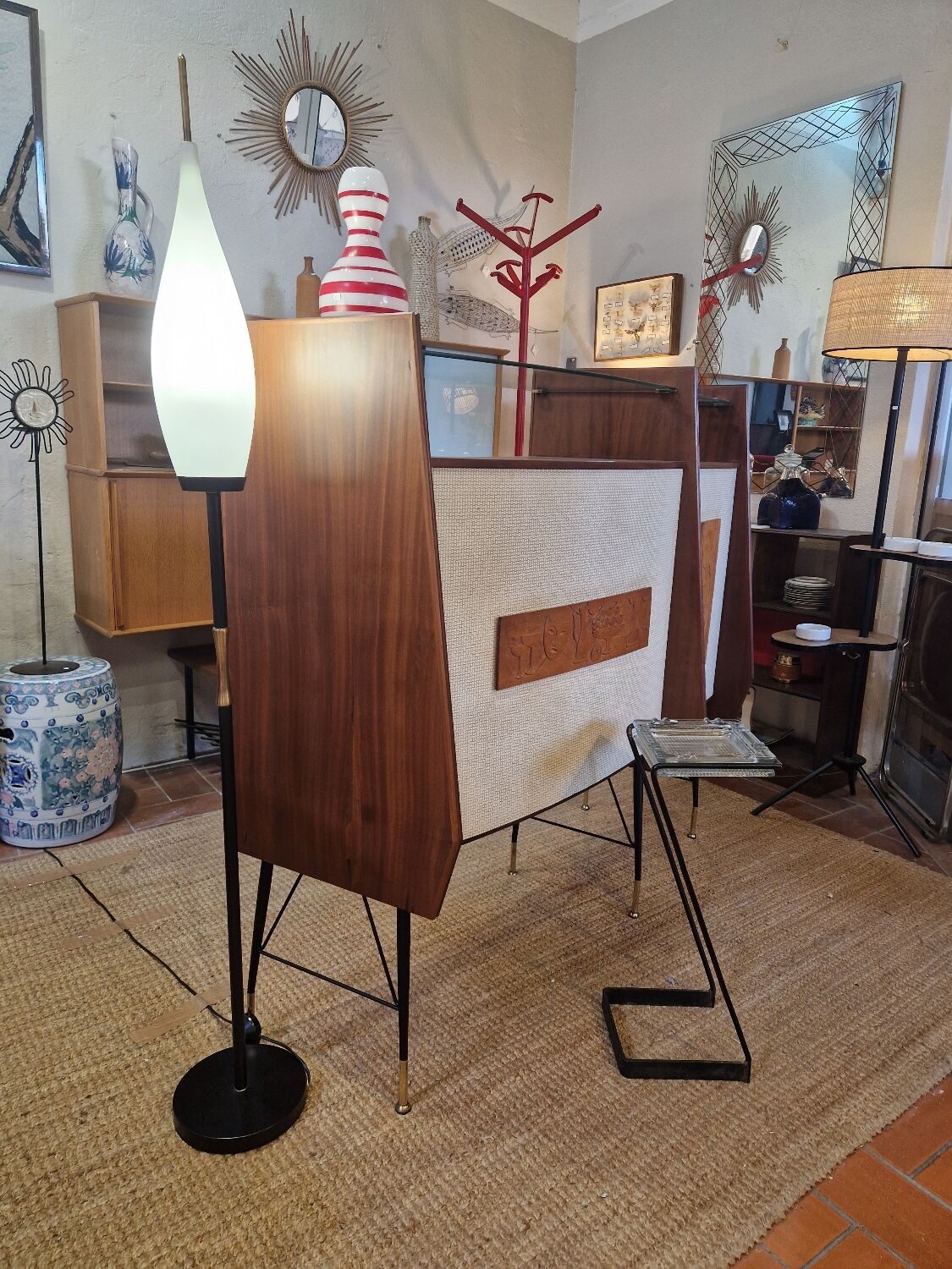 Lampadaire vintage opaline 1960