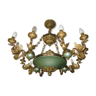 bronze swan chandelier empire style early XXcenturies