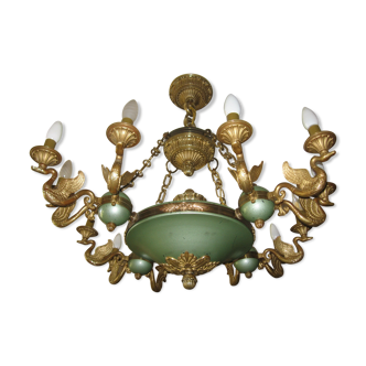 Lustre aux cygnes en bronze style empire début XXsiecles