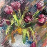 Vase with tulips signed