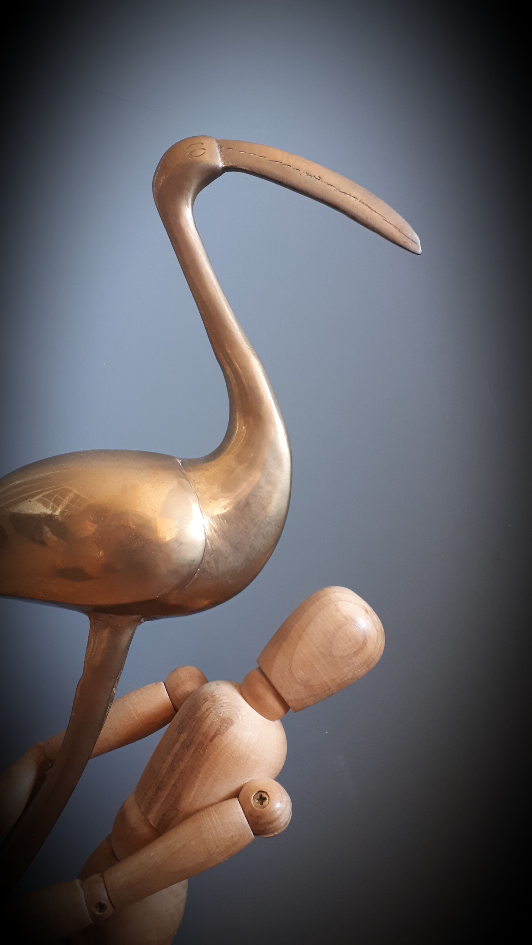 Brass pink flamingo