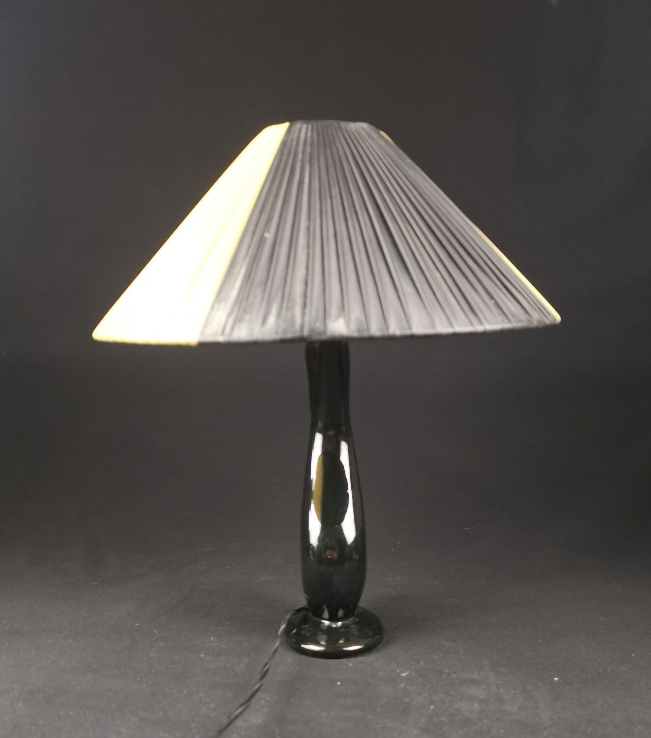 Bedside lamp vintage ceramic black and yellow