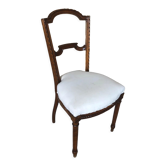 Chaise de style louis xvi bois sculpté & tissu blanc vintage