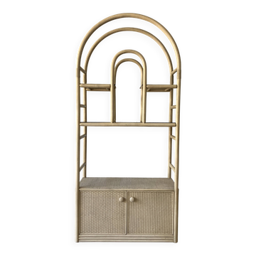 Vintage large Bamboo and Rattan display cabinet, 1980’s