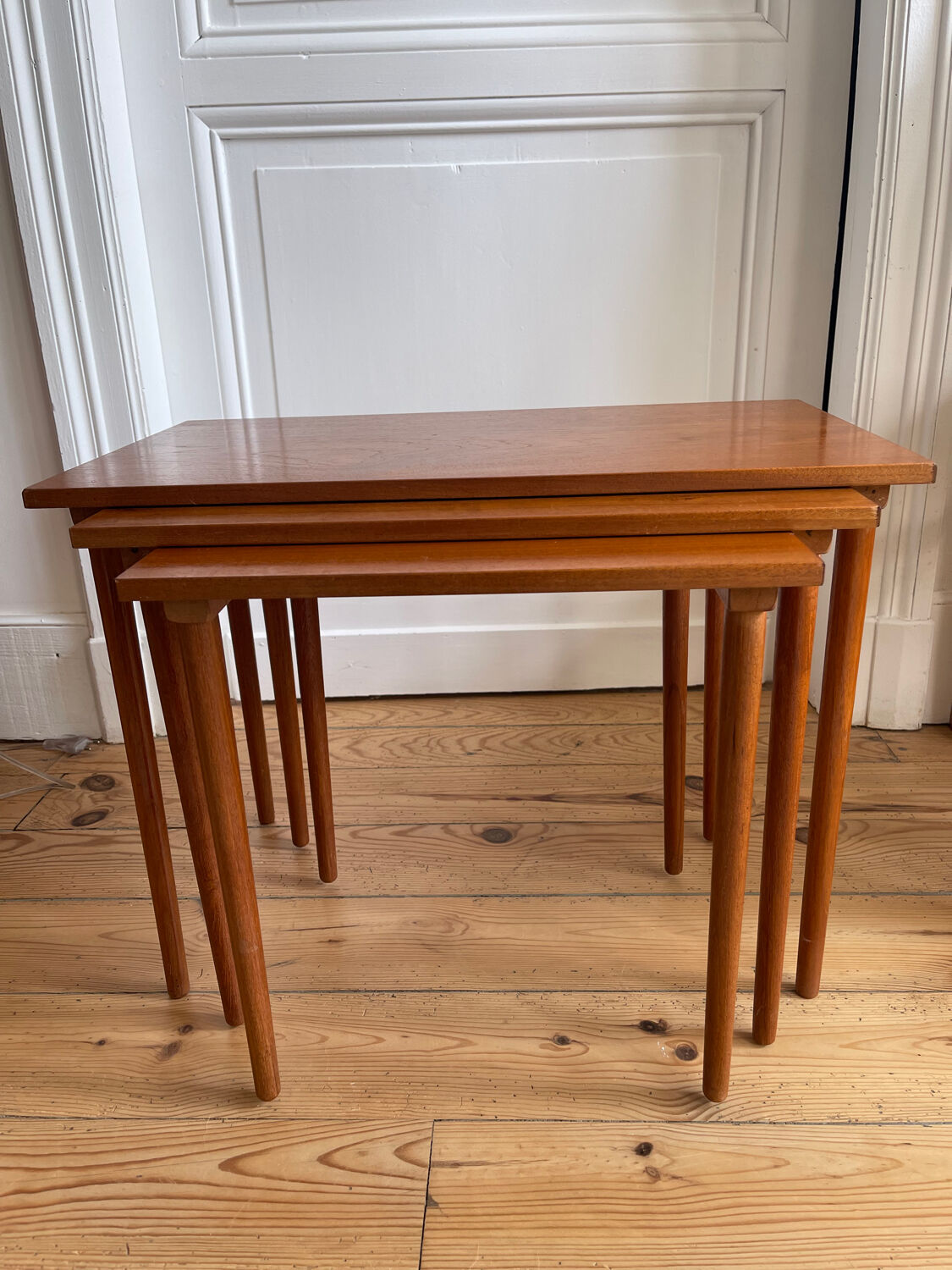 Scandinavian nesting tables in teak