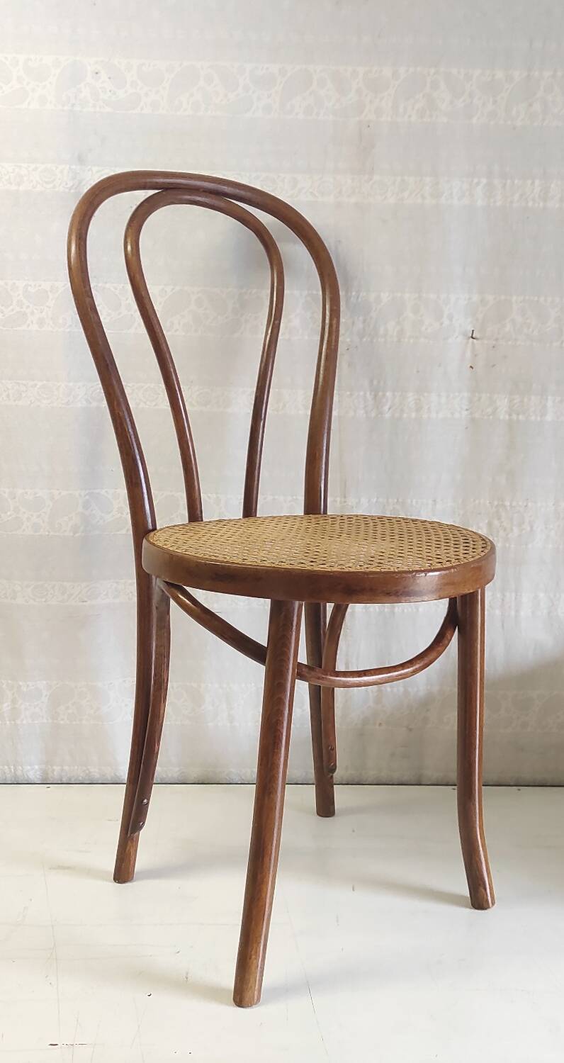 Bistro chair in bentwood and canework - mid. 20th century