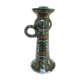 enamelled ceramic candle holder signed "S" plant decoration 70s