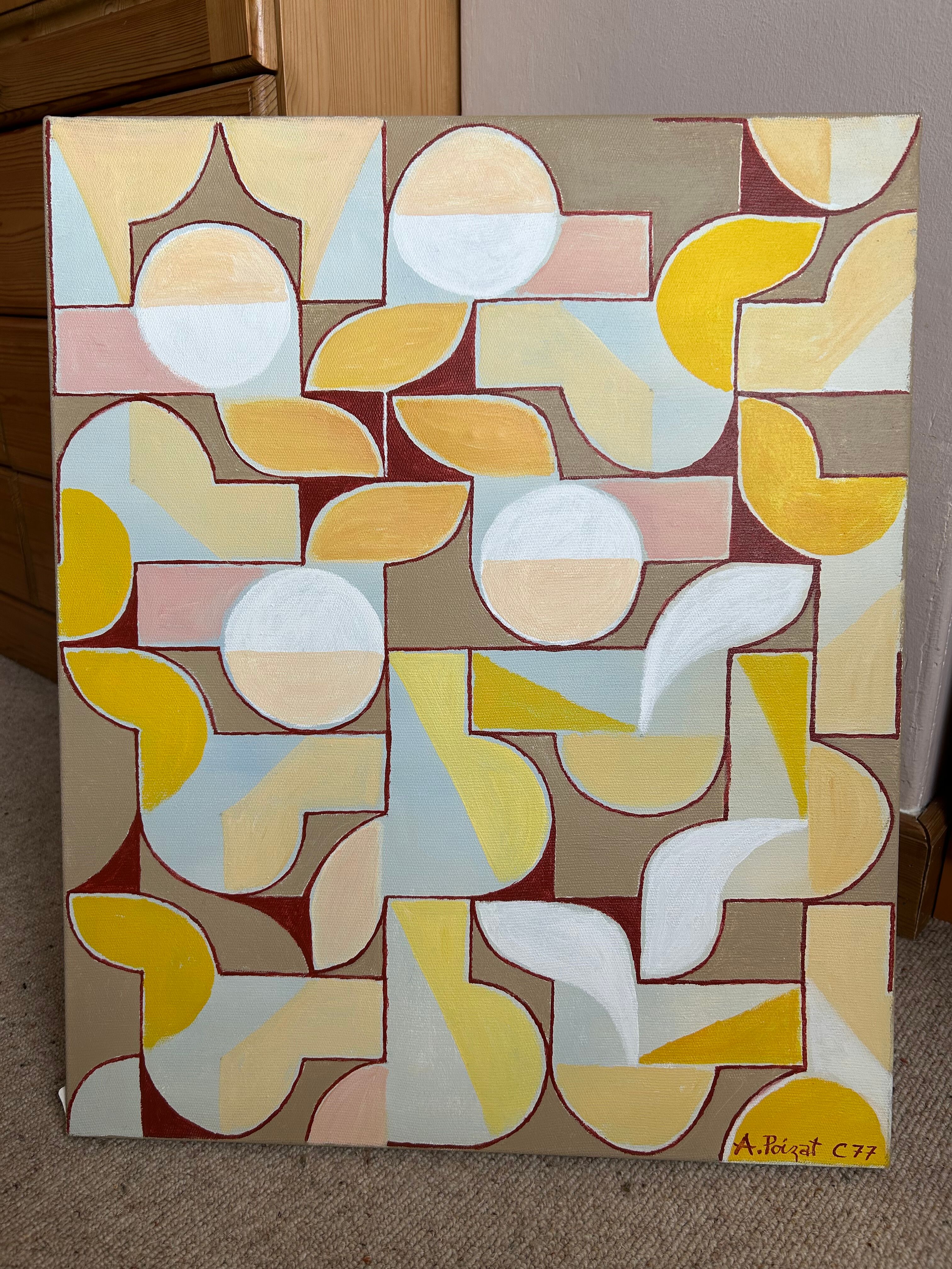 Albert Poizat (b.1940) Large 1977 Geometric Abstract Oil - Millon Paris Pro