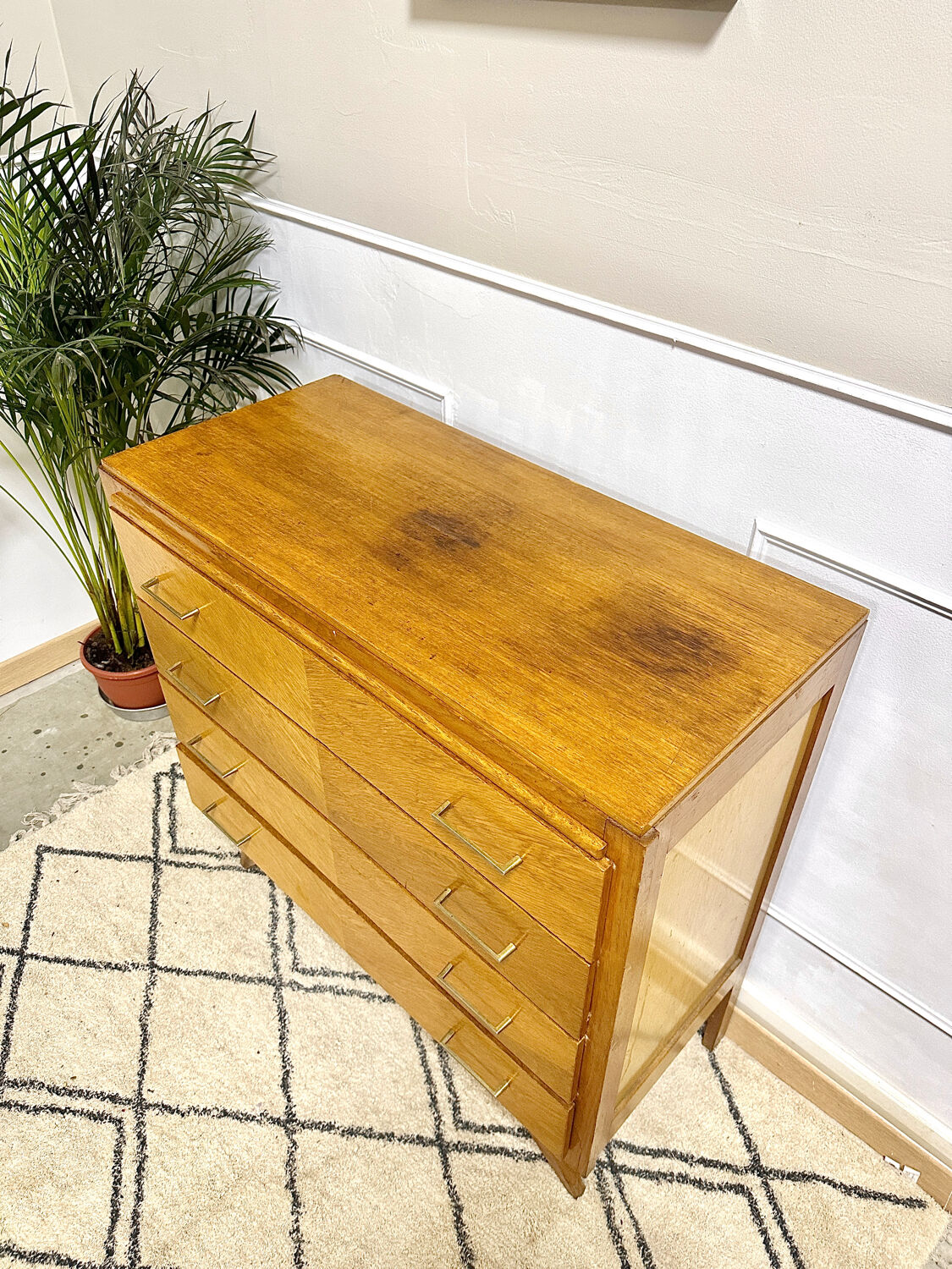 Vintage chest of drawers compass feet