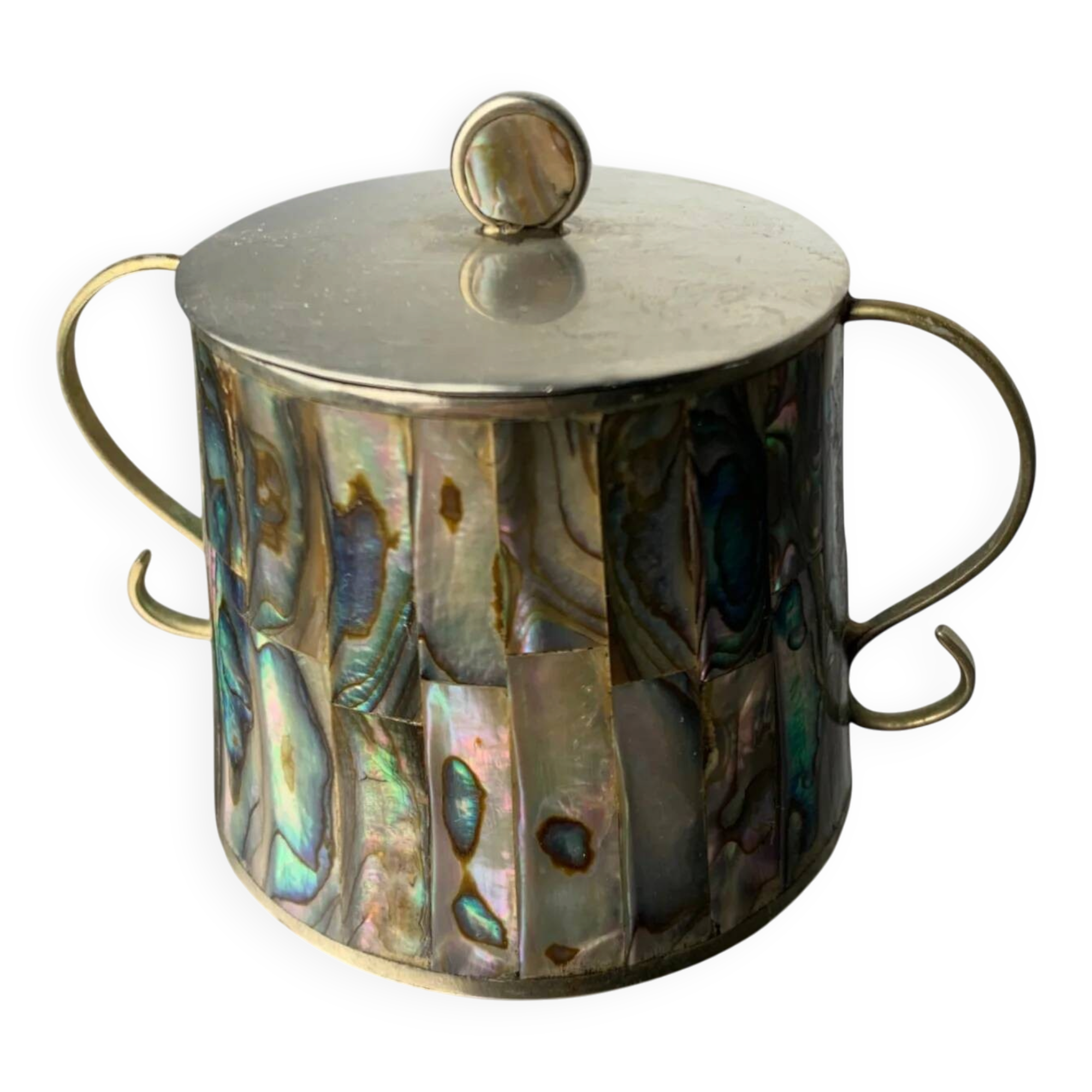 Abalone shell & alpaca jar, Mexico, 1980s