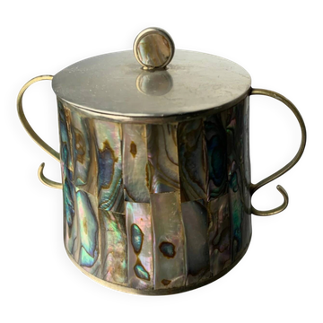 Abalone shell & alpaca jar, Mexico, 1980s