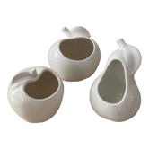 Trio of cache pot vintage apple glazed ceramic