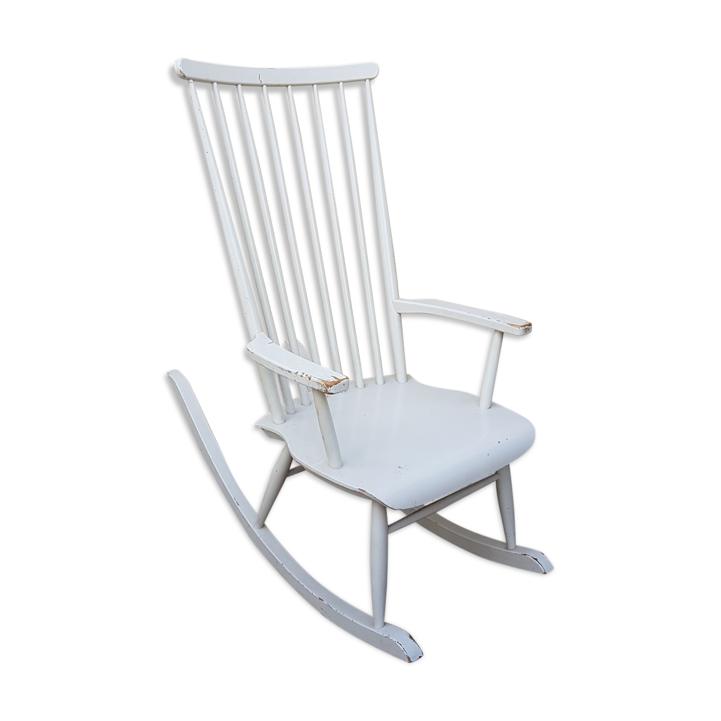 Rocking chair en bois blanc Selency