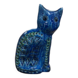 Chat en céramique bleu