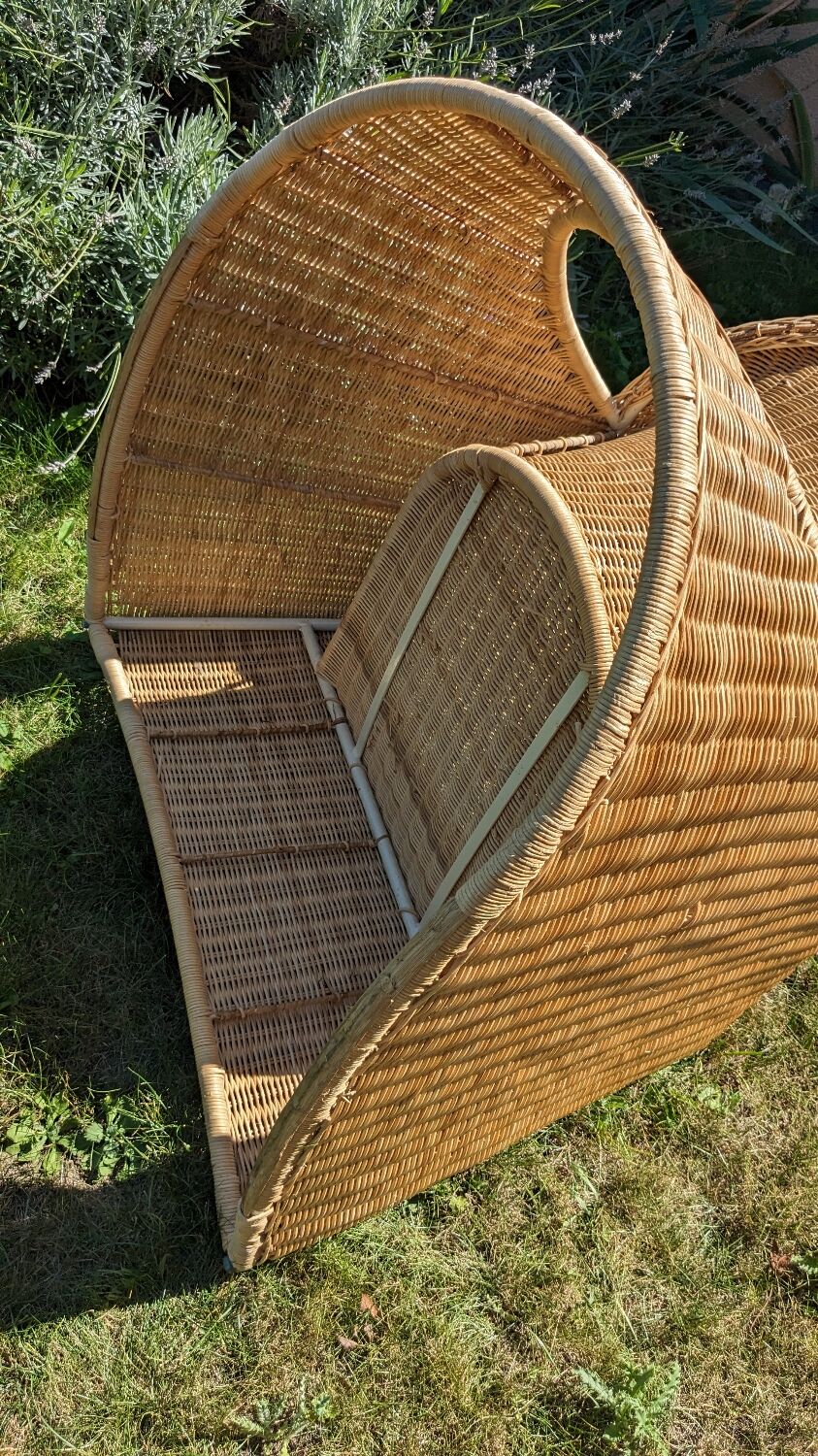 Wicker and rattan rocking chair
