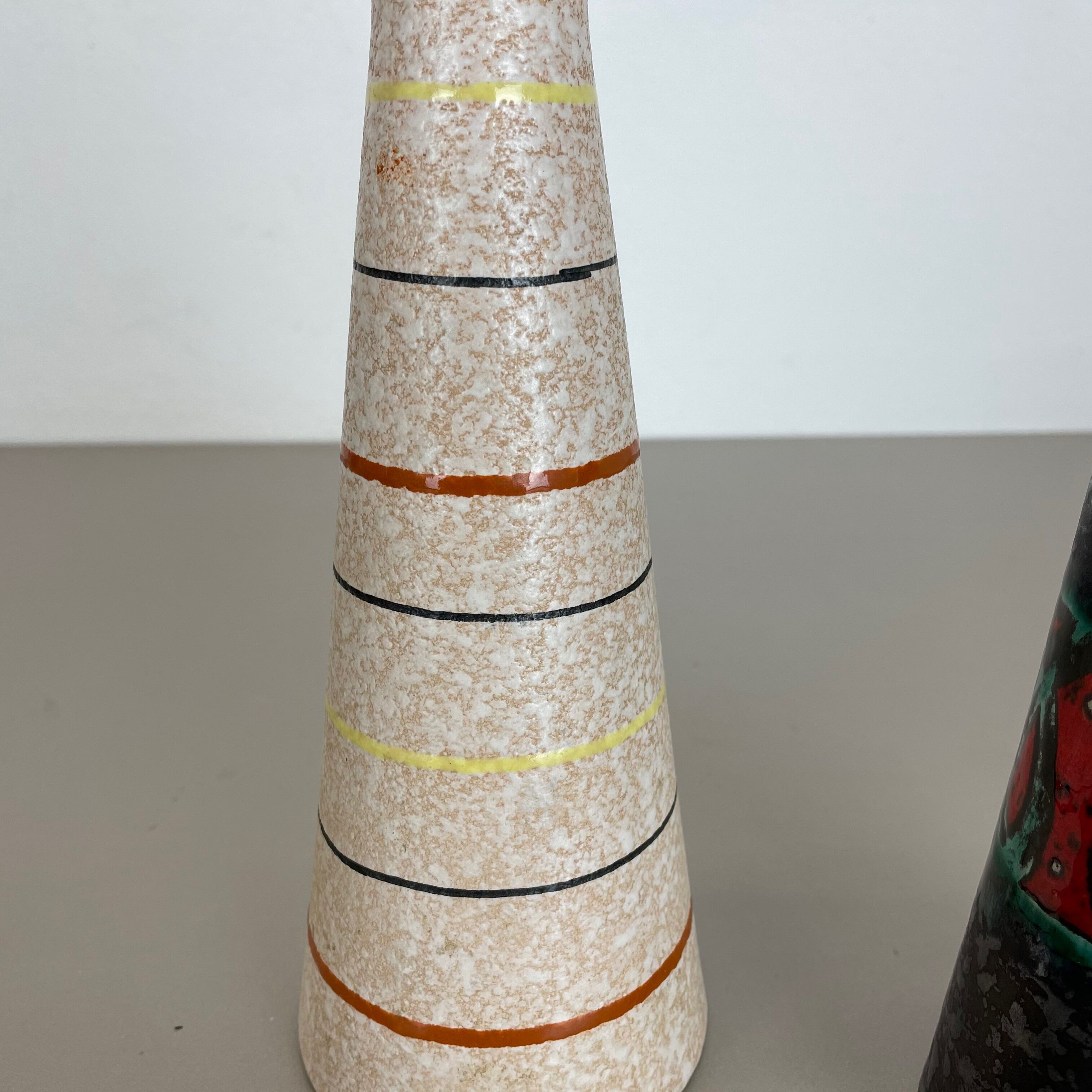 Set of Two Pottery Fat Lava Vases "Multi-Color" by Scheurich, Germany, 1970s