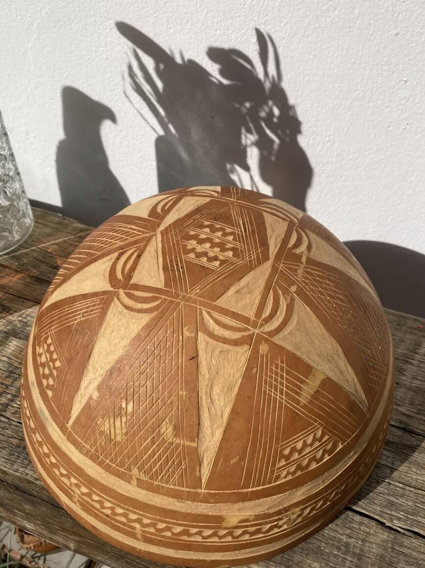 Empty ethnic Tuareg calabash pocket