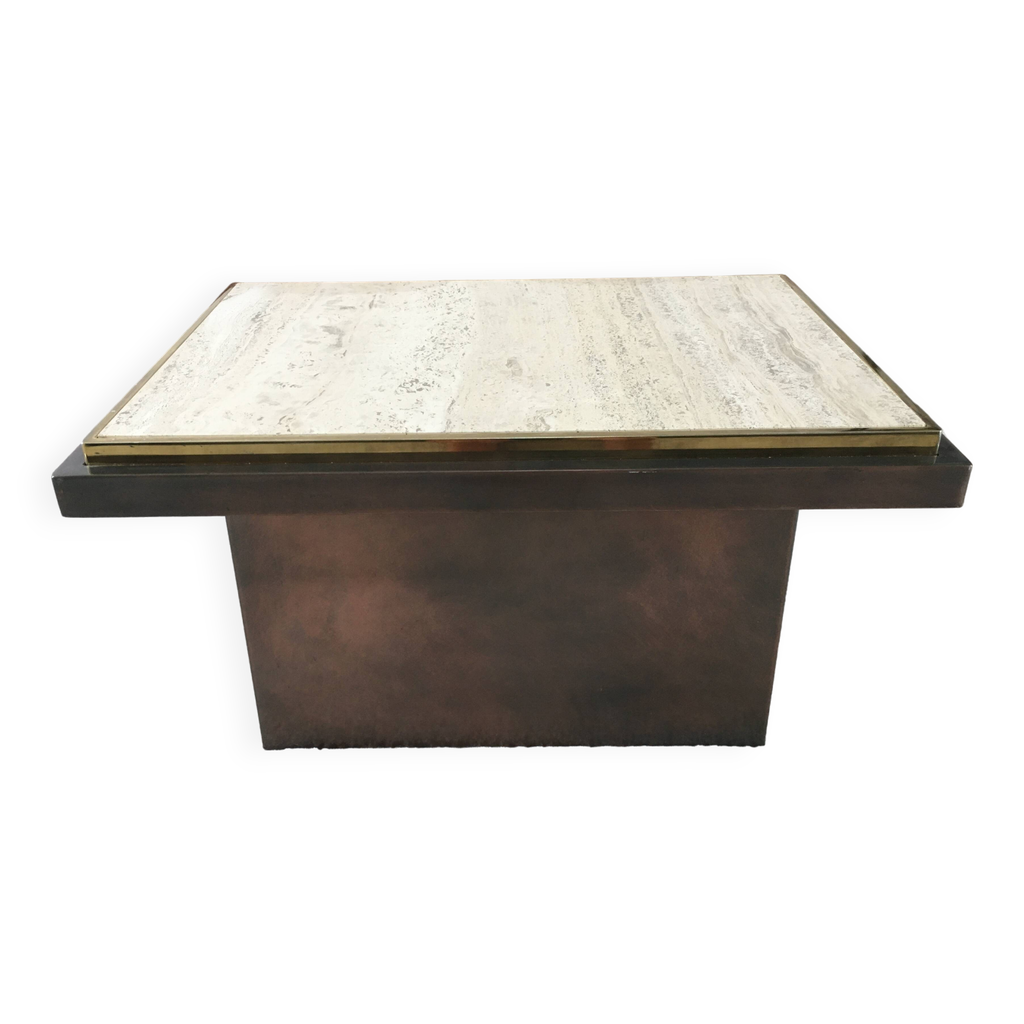 Belgo Chrome Travertine Coffee Table 1970s