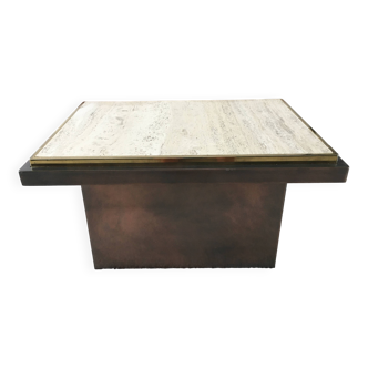 Table basse Travertin Belgo Chrome années 1970