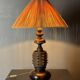 Brutalist wood turned and cast iron large table lamp, 1960s