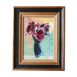 Signed oil painting: bouquet of flowers, 70s