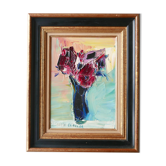 Signed oil painting: bouquet of flowers, 70s