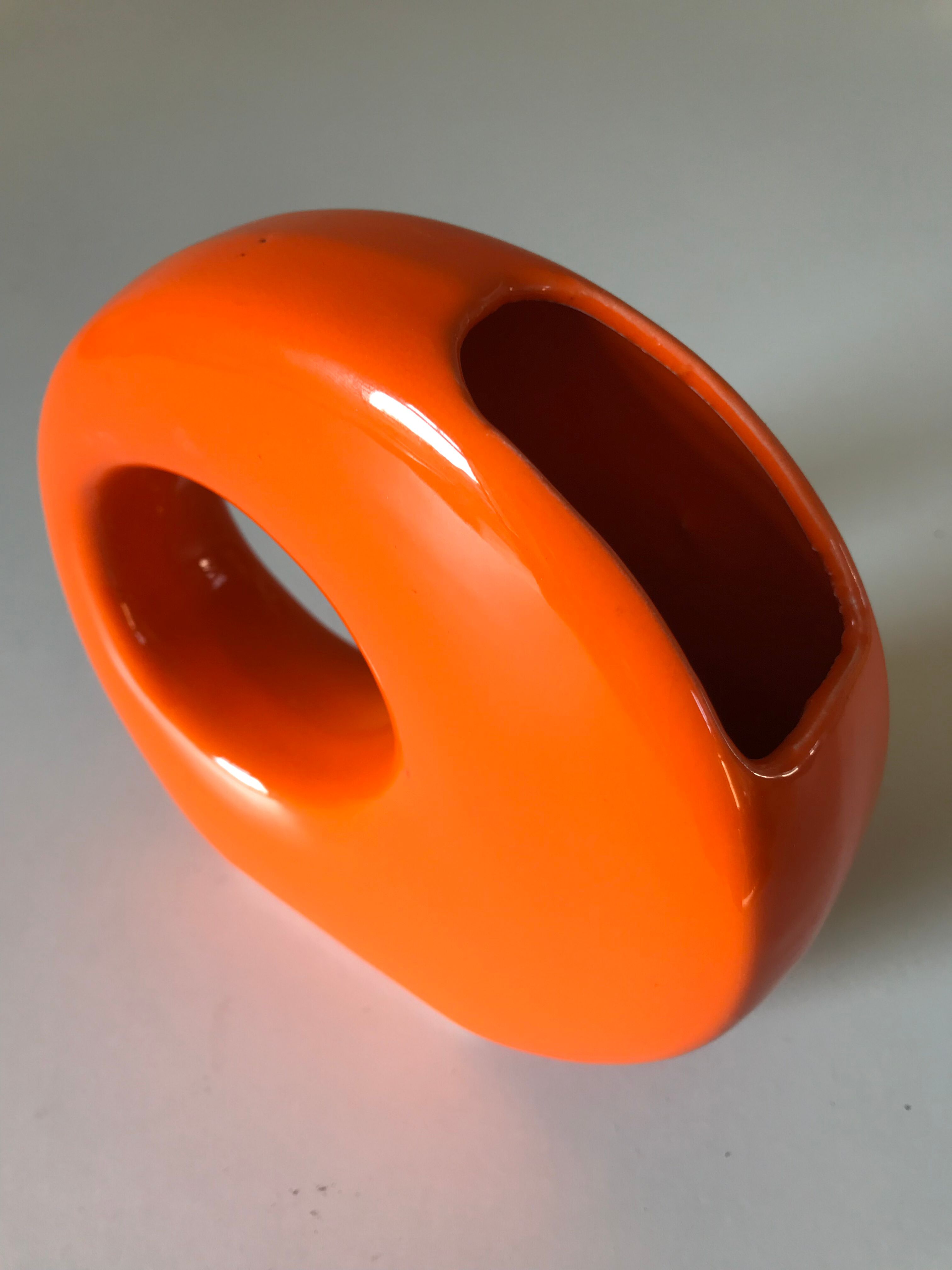 Vase céramique orange  vintage Annees 70