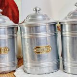Set of 5 aluminum spice jar Tournus France