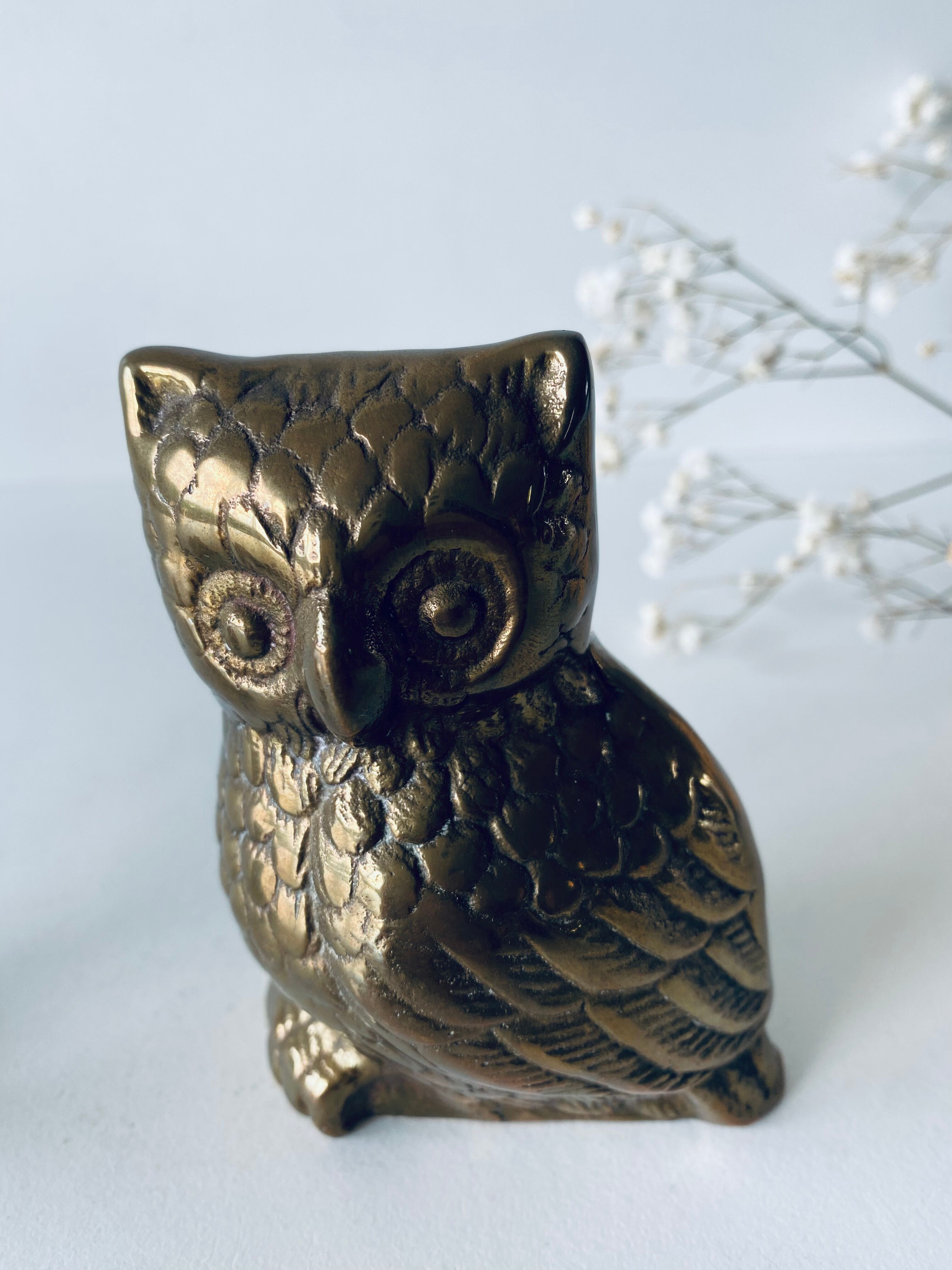 Brass owl family