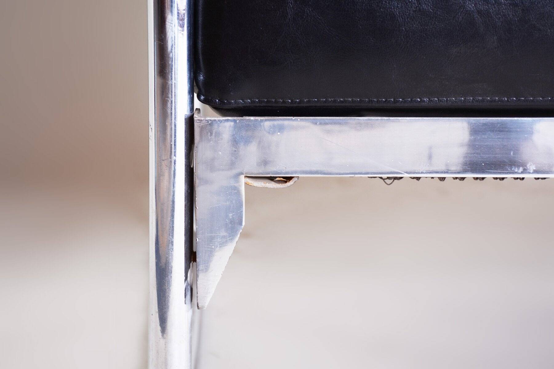 Bauhaus Sofa in Chrome and Leather by Hynek Gottwald, Czech, 1930s
