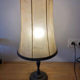 Vintage table lamp, front light, rice paper, pewter base, signed
