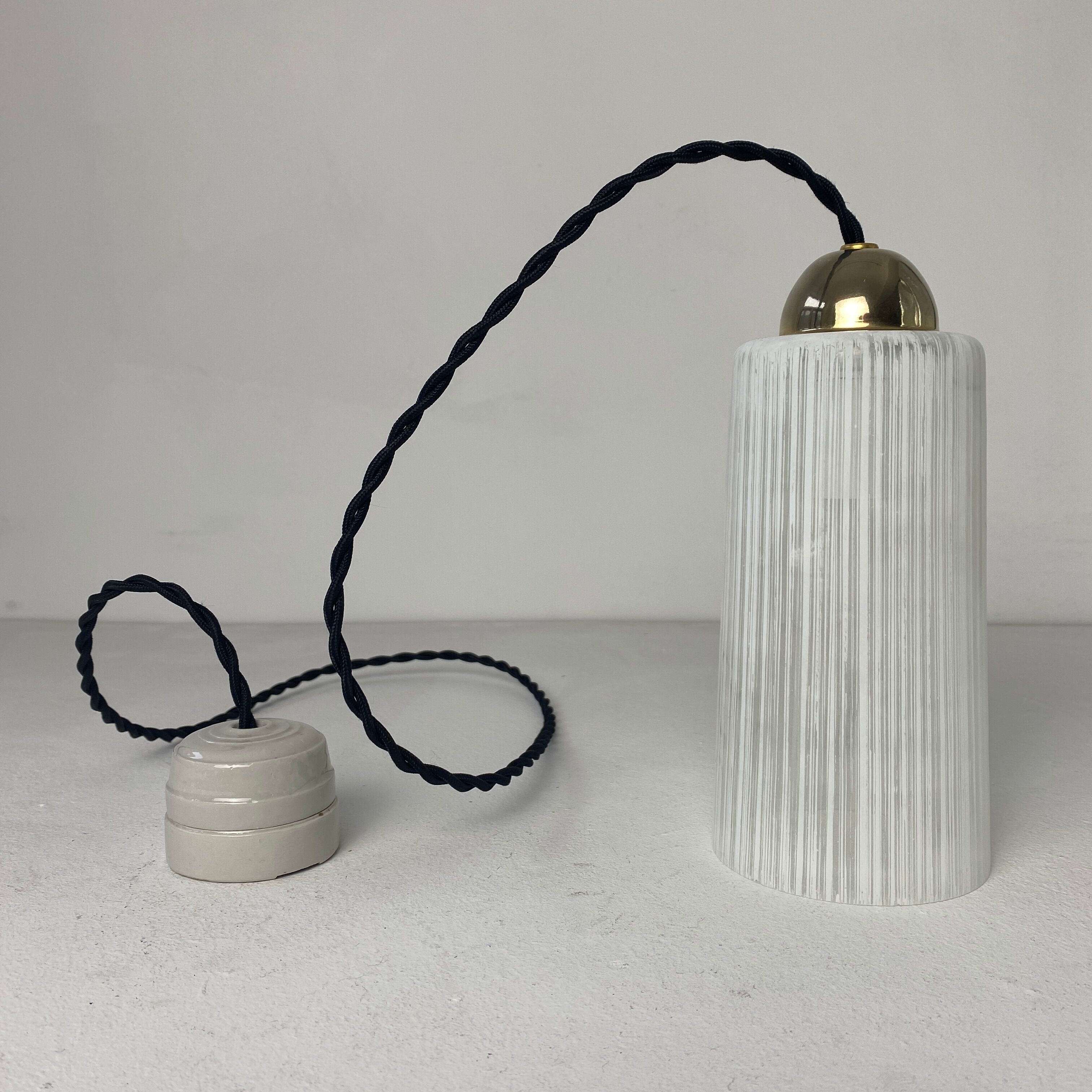 Pair of vintage glass pendant lamps