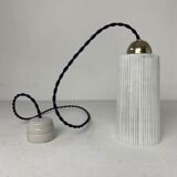 Pair of vintage glass pendant lamps