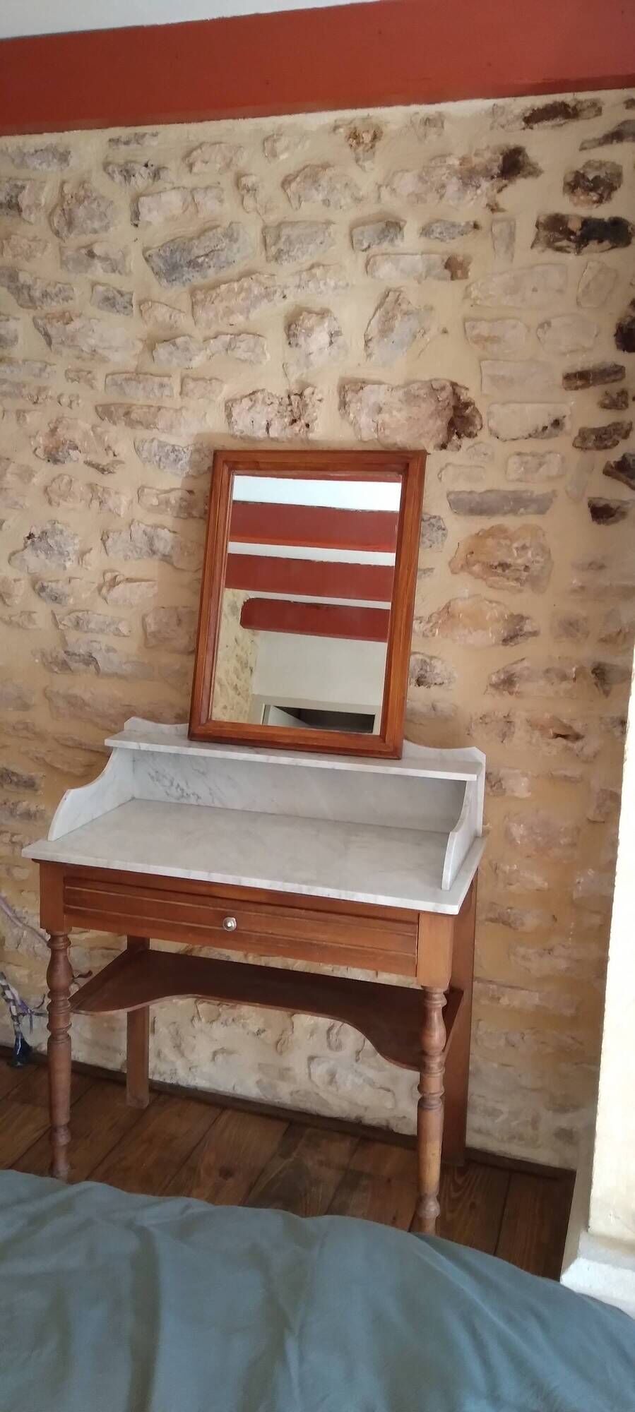 Dressing table, vanity unit in wood and marble 90x18 CM