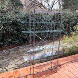 Modular metal chrome and vintage glass shelves from the 1970s.